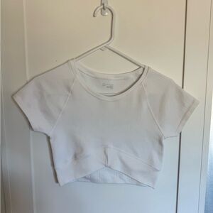 Aerie White Crop Top Classic Crew Neck Small